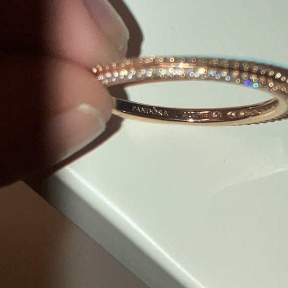 Pandora lucky bottle cap ring set! 14K gold plated and 925 silver Size 7 US - Picture 5 of 14